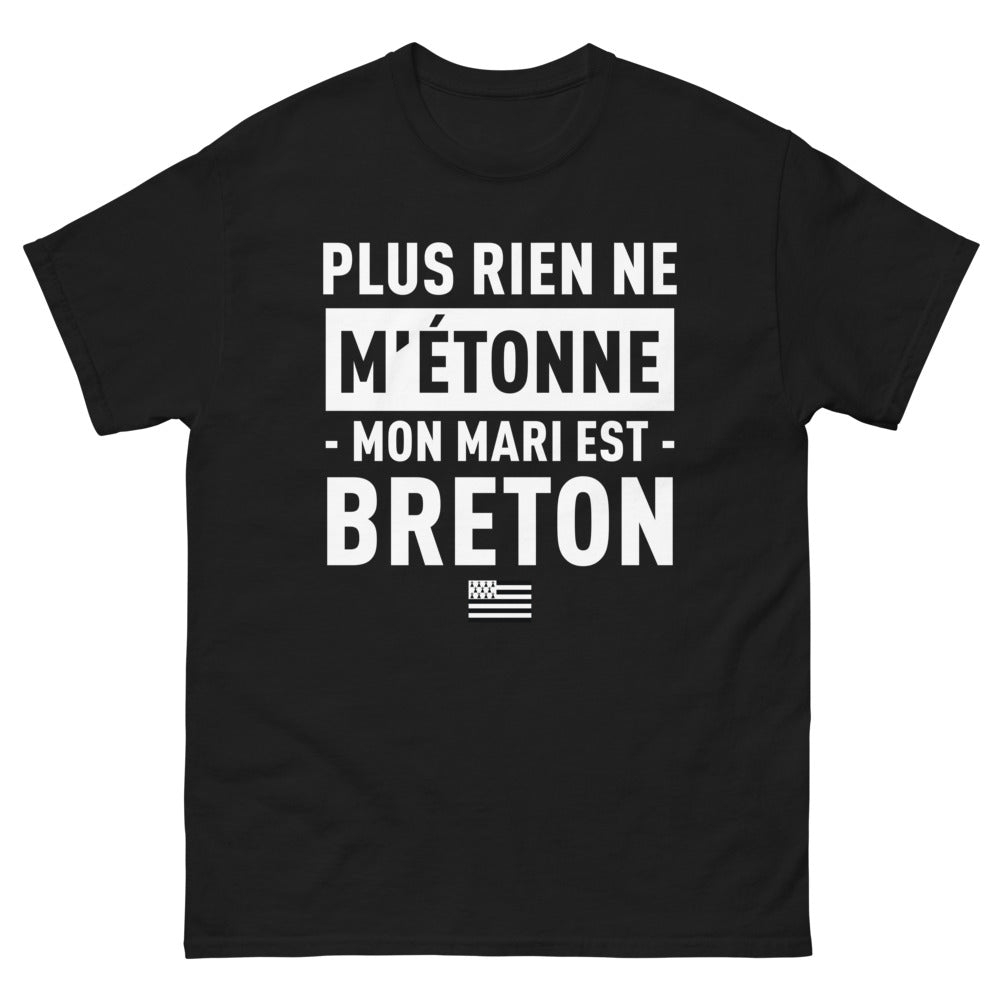 T-shirt Bretagne noir - Mon mari est breton, rien ne m'étonne