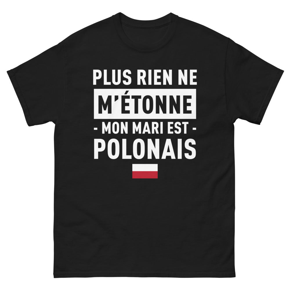 T-shirt Polonais noir - Plus rien ne m'étonne