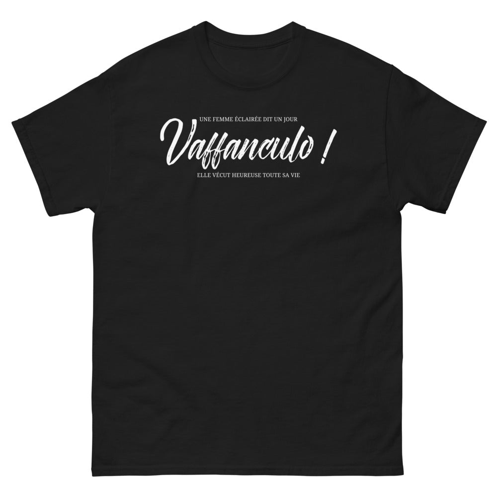T-shirt femme noir - Une femme éclairée dit vaffanculo