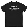 T-shirt Femme exceptionnelle noir - Message plein d'humour