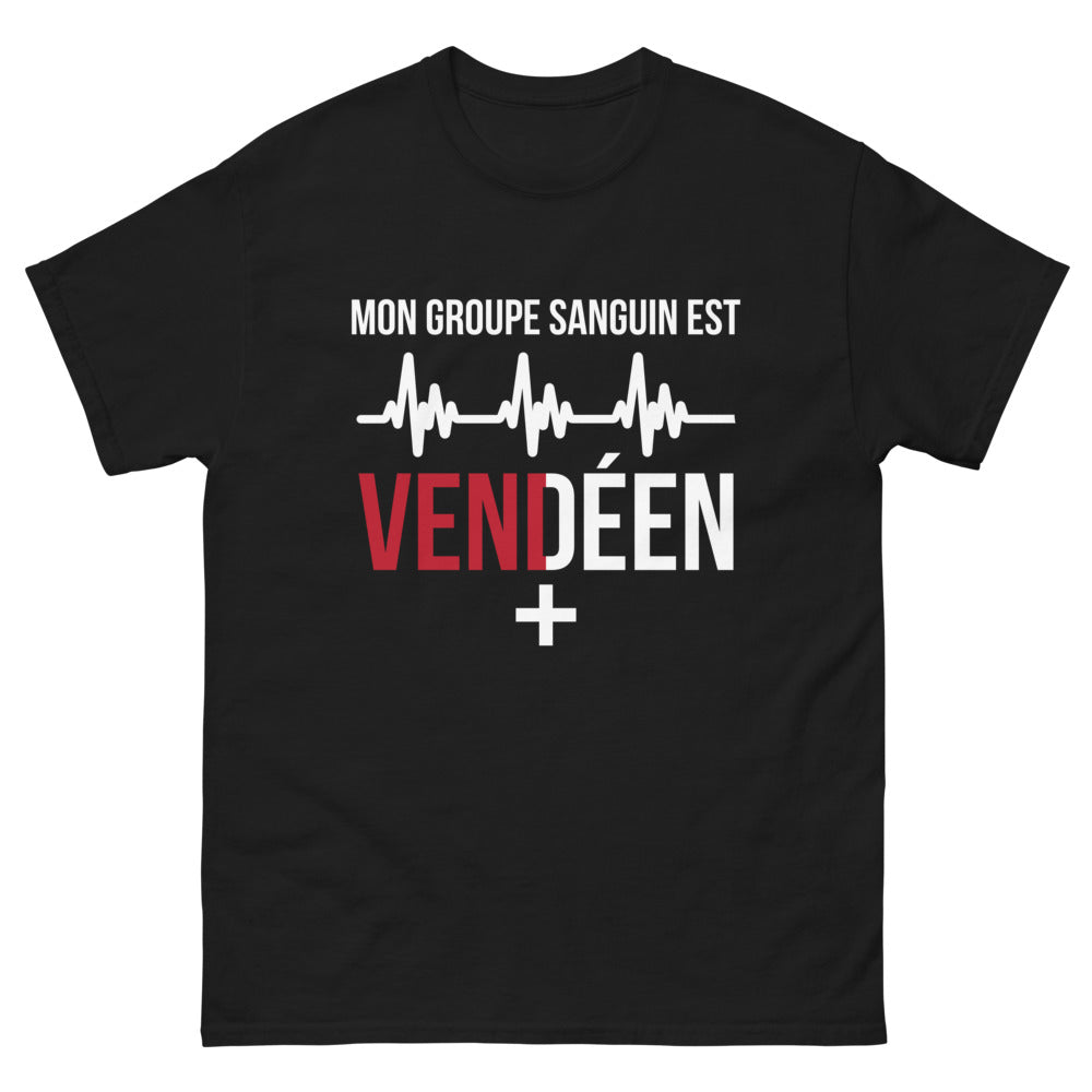 T-shirt Vendée noir - Mon groupe sanguin est Vendéen