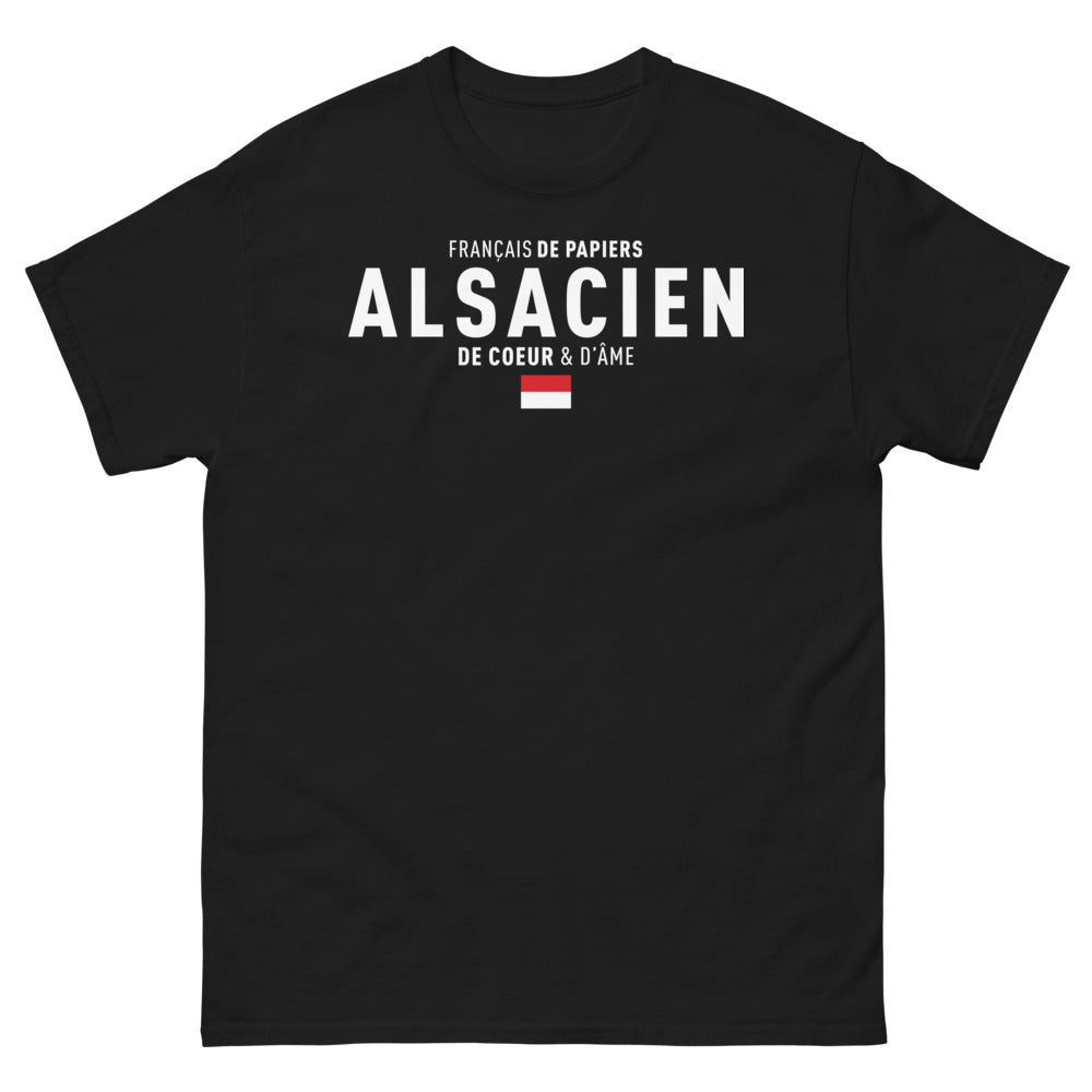 T-shirt Alsacien noir - Français de Papiers, Alsacien de Cœur