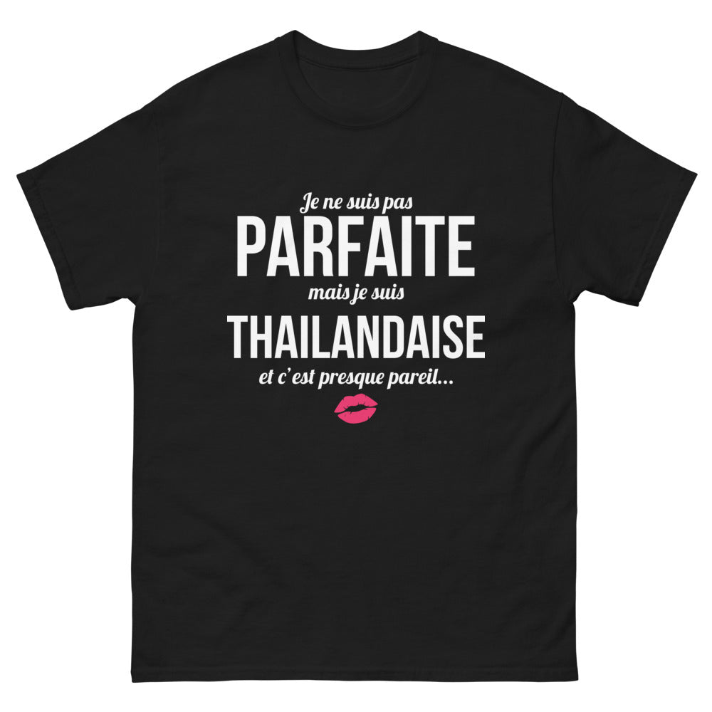 T-shirt Thaïlandaise noir - Je ne suis pas parfaite mais presque