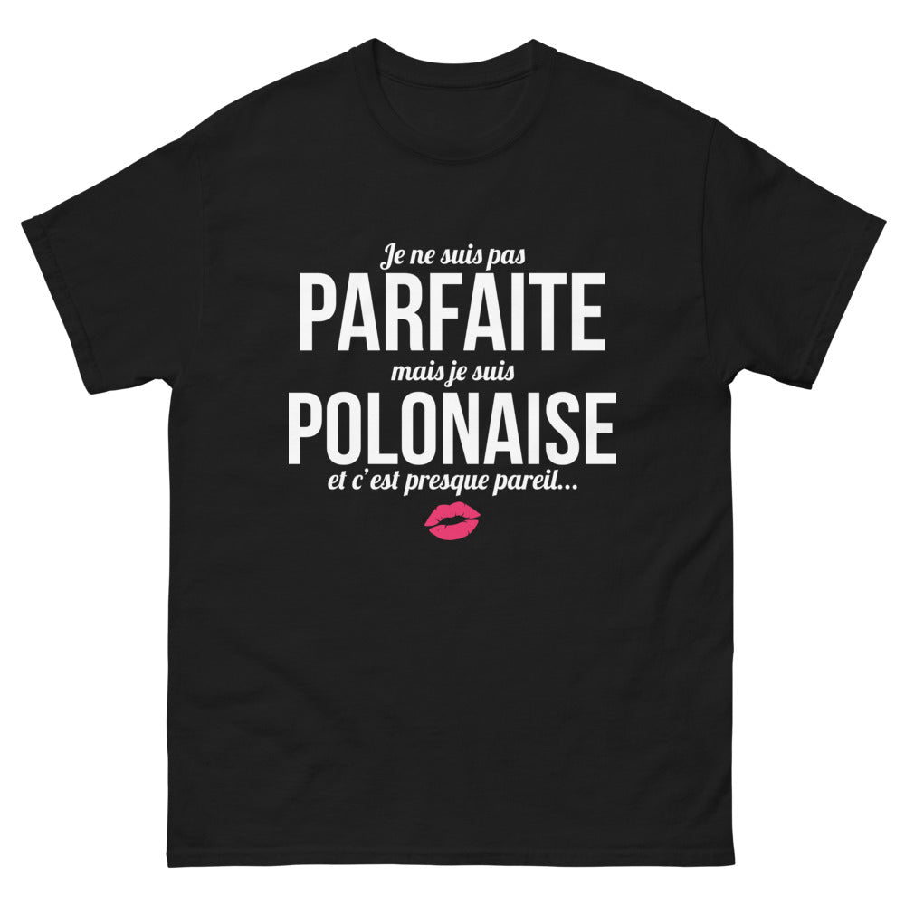 T-shirt Pologne noir - Je ne suis pas parfaite, mais je suis polonaise