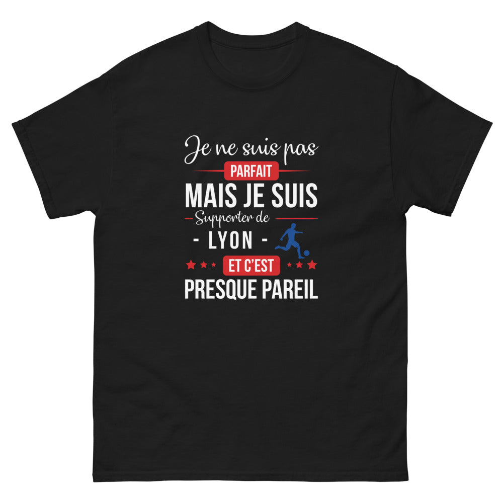 T-shirt Lyon noir - Je ne suis pas parfait, mais supporter