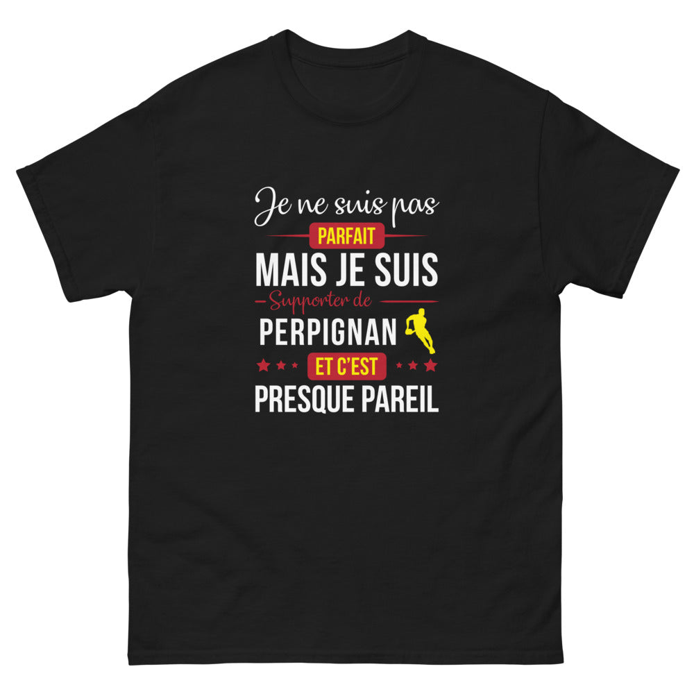T-shirt Perpignan noir - Je ne suis pas parfait mais je suis supporter