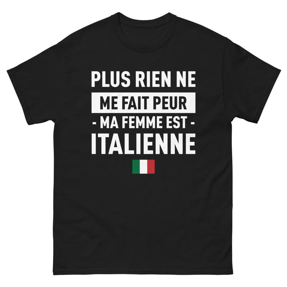 T-shirt Italie noir - Humour sur ma femme italienne