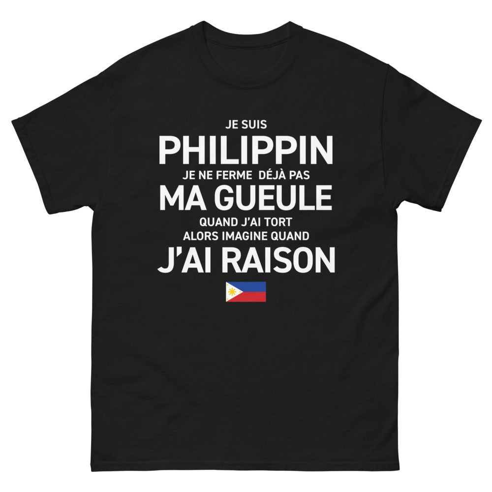 T-shirt Philippin noir - Je suis Philippin, je ne ferme pas ma gueule