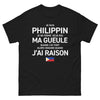 T-shirt Philippin noir - Je suis Philippin, je ne ferme pas ma gueule
