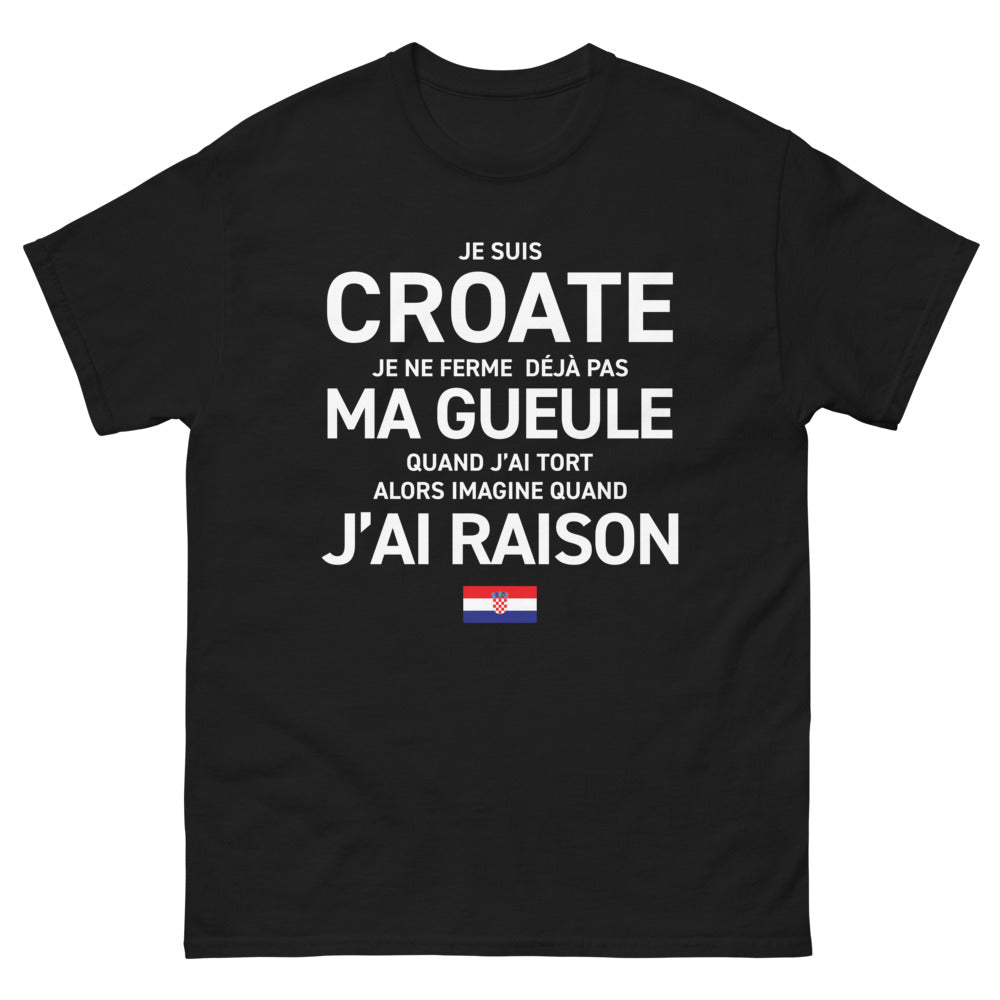 T-shirt Croate noir - Je Ne Ferme Pas Ma Gueule
