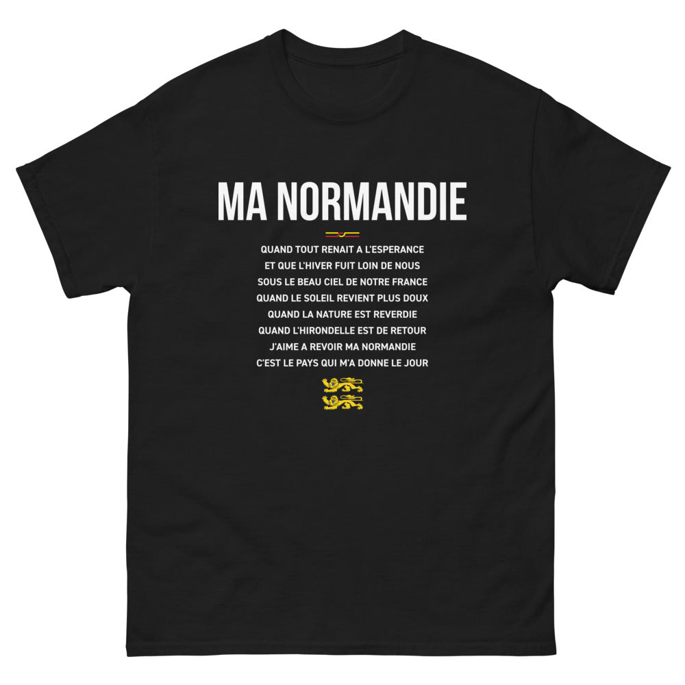 T-shirt Normandie noir - Souvenirs d'une journée à ciel couvert