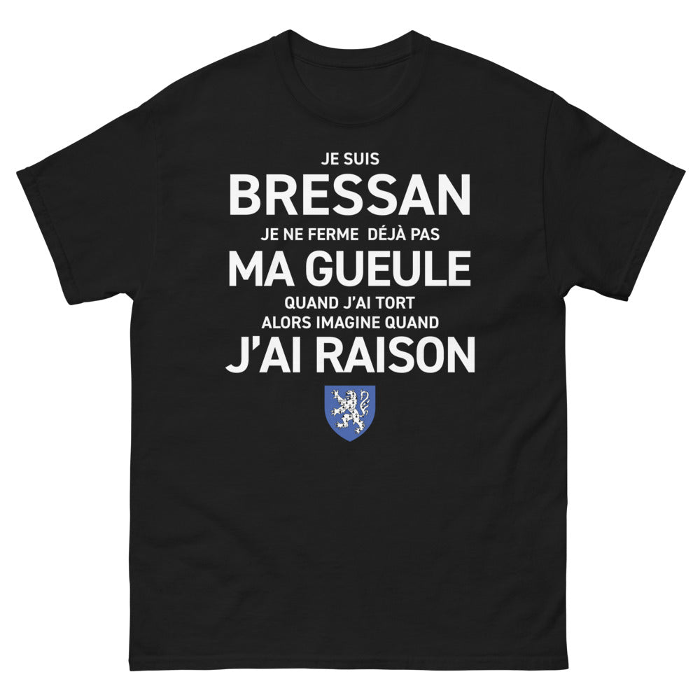 T-shirt Bressan noir - Je suis Bressan, fier et comique