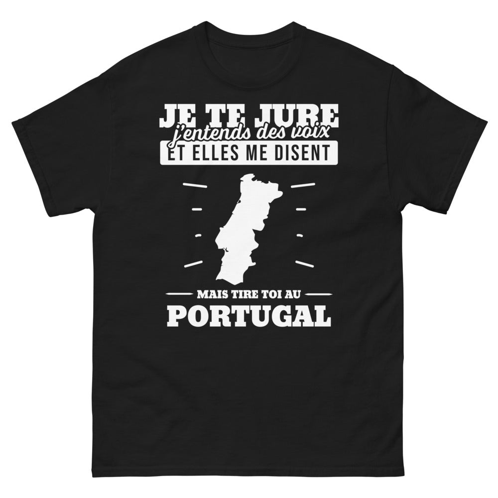 T-shirt Portugal noir - Je te jure j'entends des voix