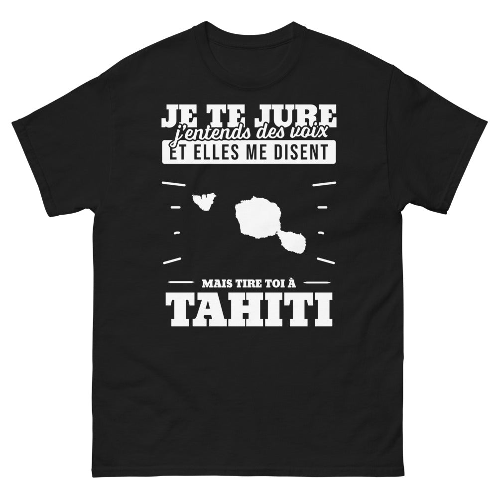 T-shirt Tahiti noir - Je te jure j'entends des voix