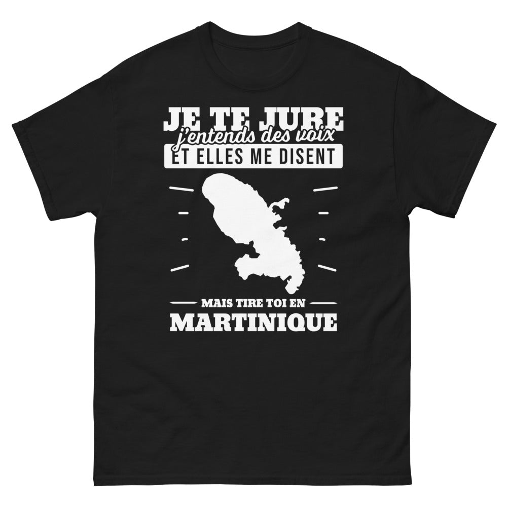 T-shirt Martinique noir - Je te jure j'entends des voix