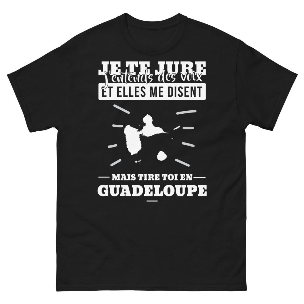 T-shirt Guadeloupe noir - J'entends des voix humoristique