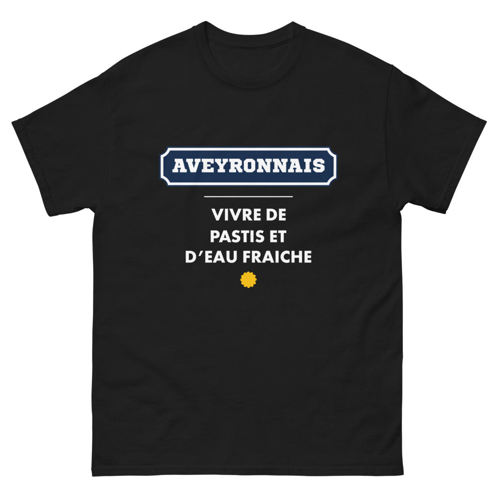 T-shirt Aveyron noir - Vivre de Pastis et d'Eau Fraîche