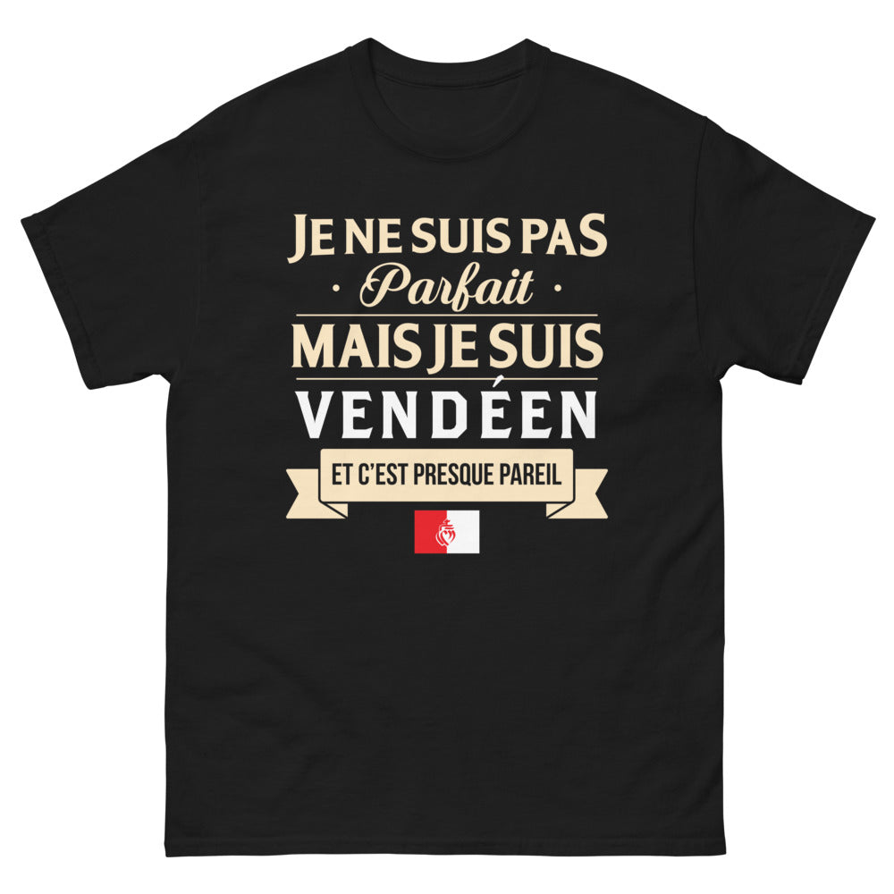 T-shirt Vendée noir - Je ne suis pas parfait mais je suis vendéen