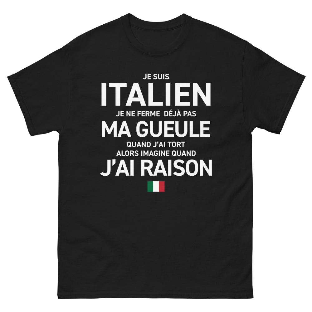 T-shirt Italie noir - Je suis Italien, je ne ferme pas ma gueule