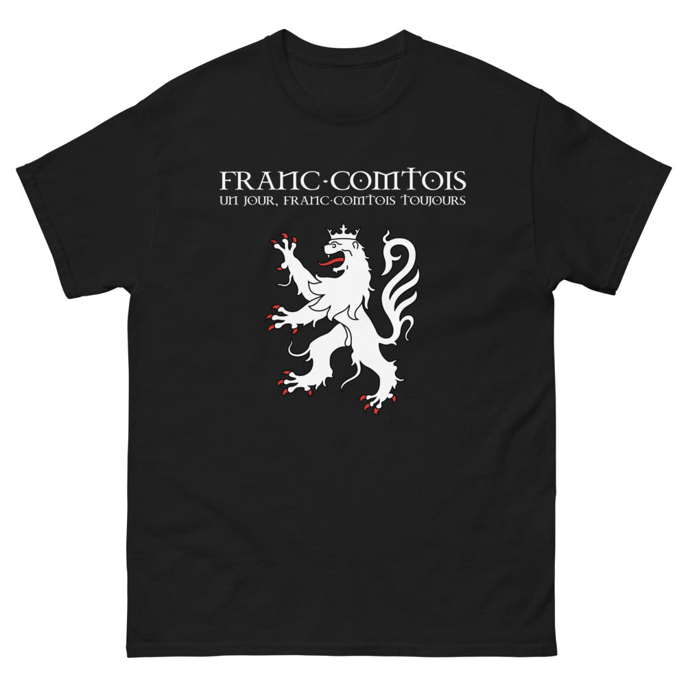 T-shirt Franc-Comtois noir - Fier de mes racines avec humour