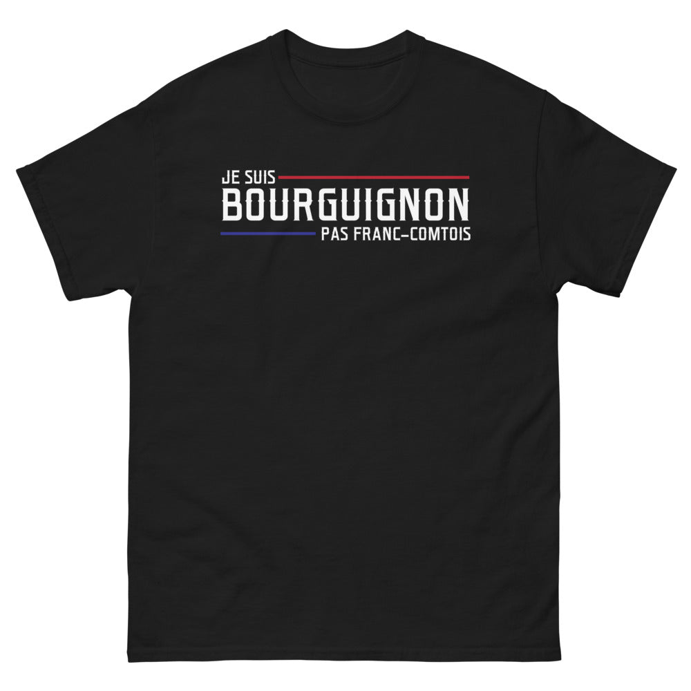 T-shirt Bourgogne noir - Je suis Bourguignon, pas Franc-Comtois
