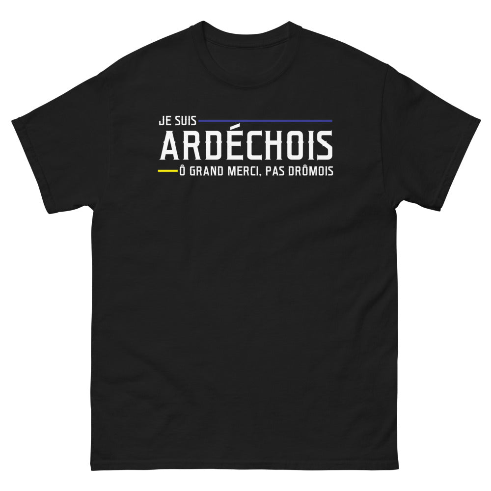T-shirt Ardéchois noir - Je suis Ardéchois, ô grand merci