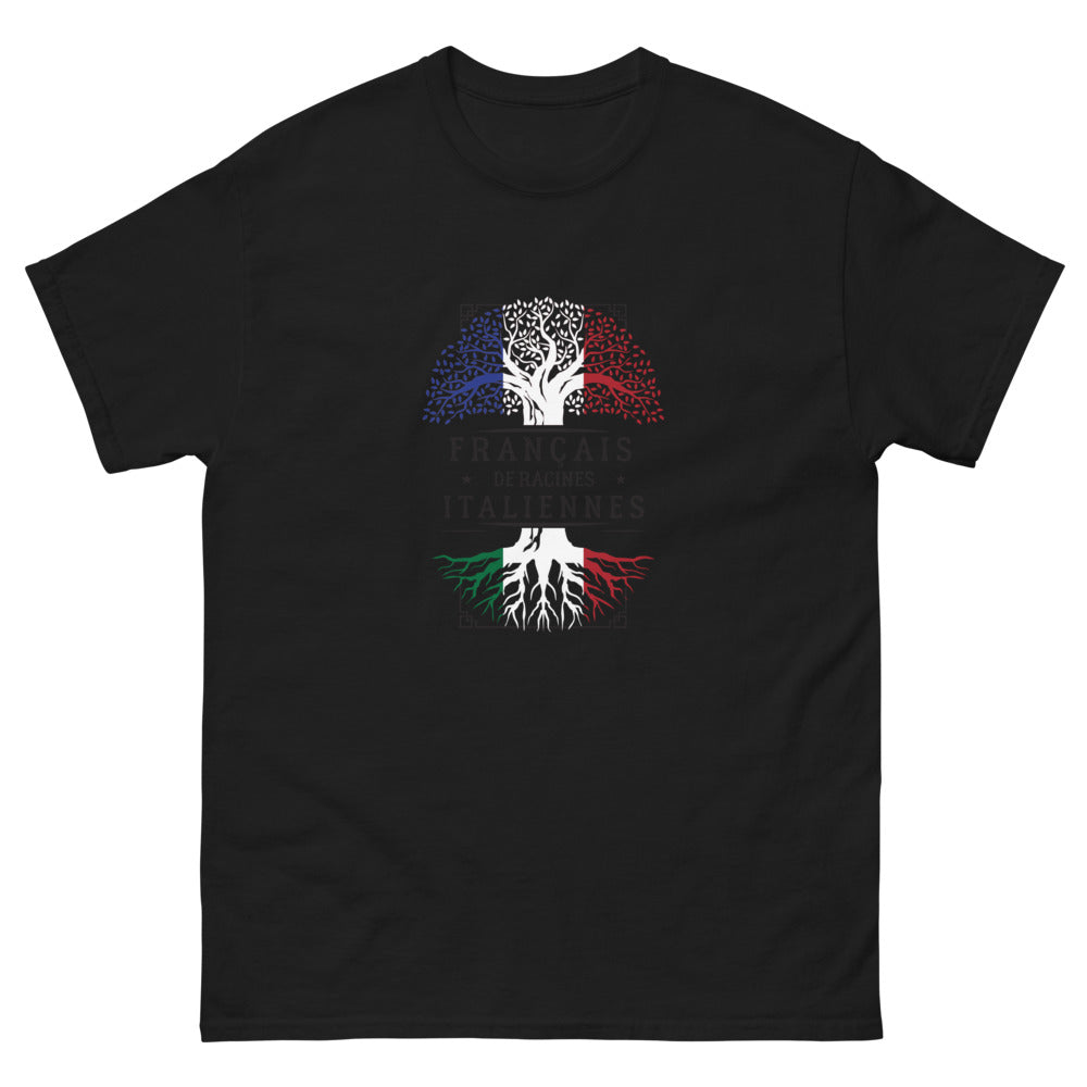 T-shirt Italien noir - Français de Racines Italiennes