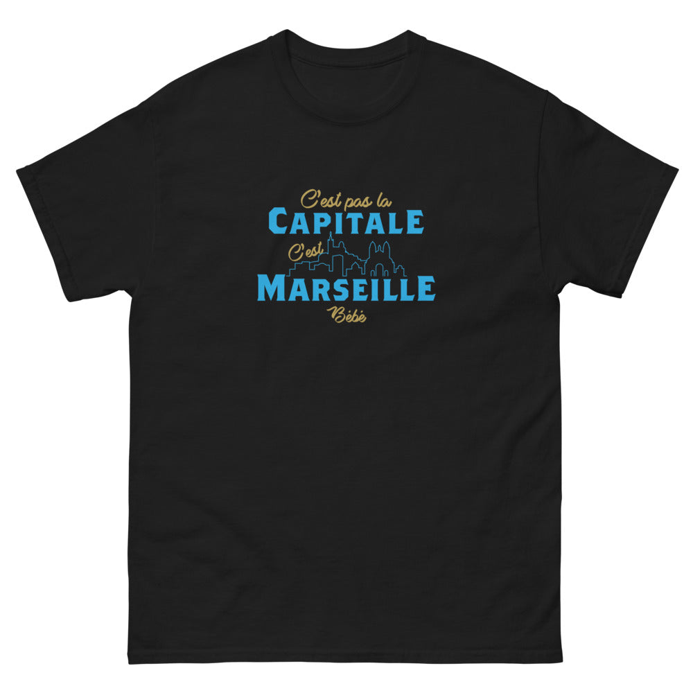 T-shirt Marseille noir - C'est pas la capitale, c'est Marseille bébé !