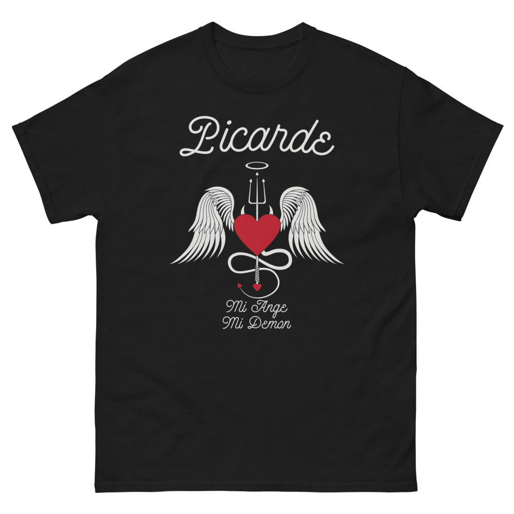 T-shirt Picard noir - Mi-Ange Mi-Démon avec humour