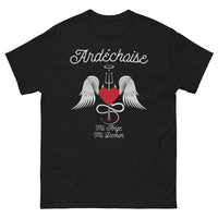 Thumbnail for T-shirt Ardèche noir - Mi-Ange Mi-Démon avec humour