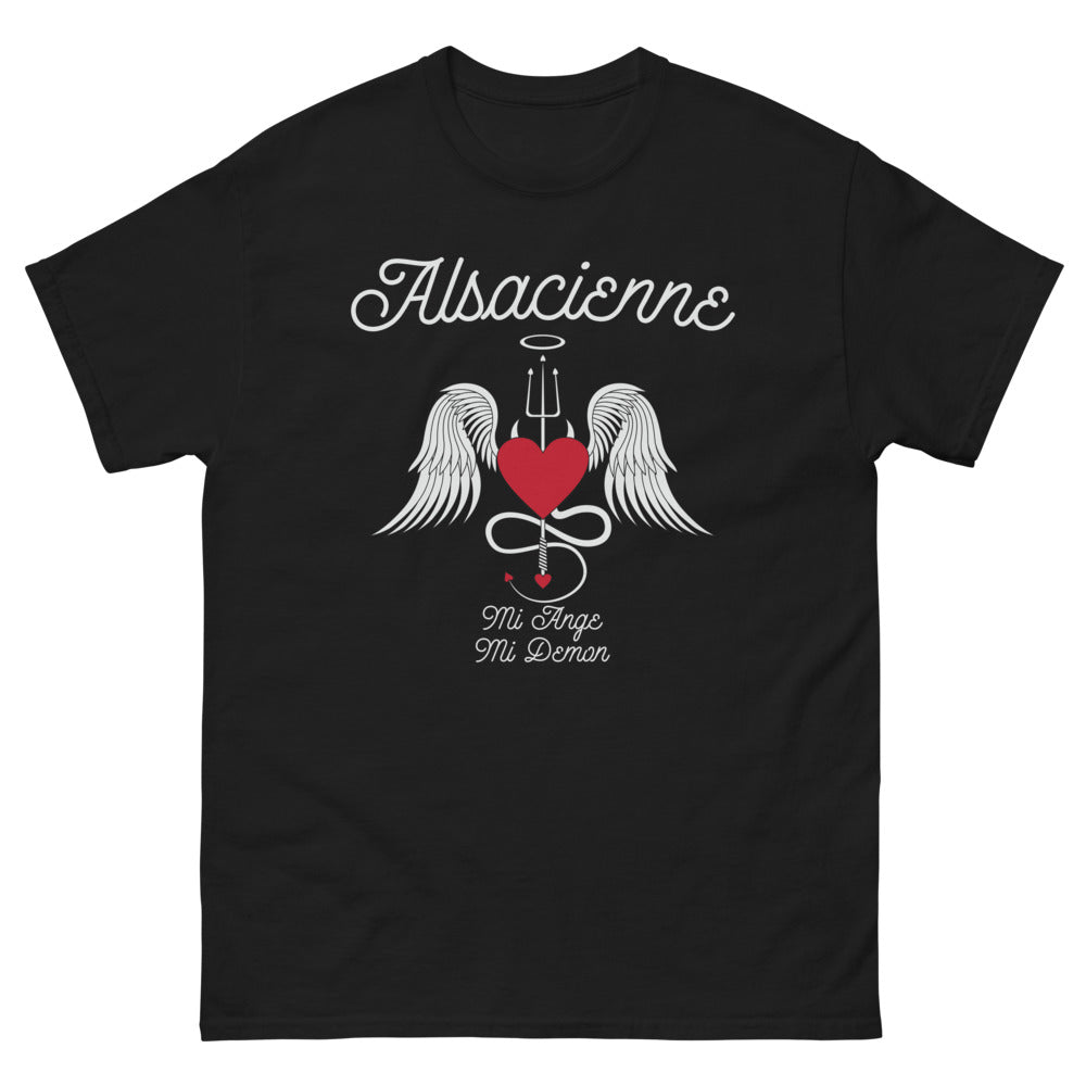 T-shirt Alsacienne noir - Mi-Ange Mi-Démon humoristique