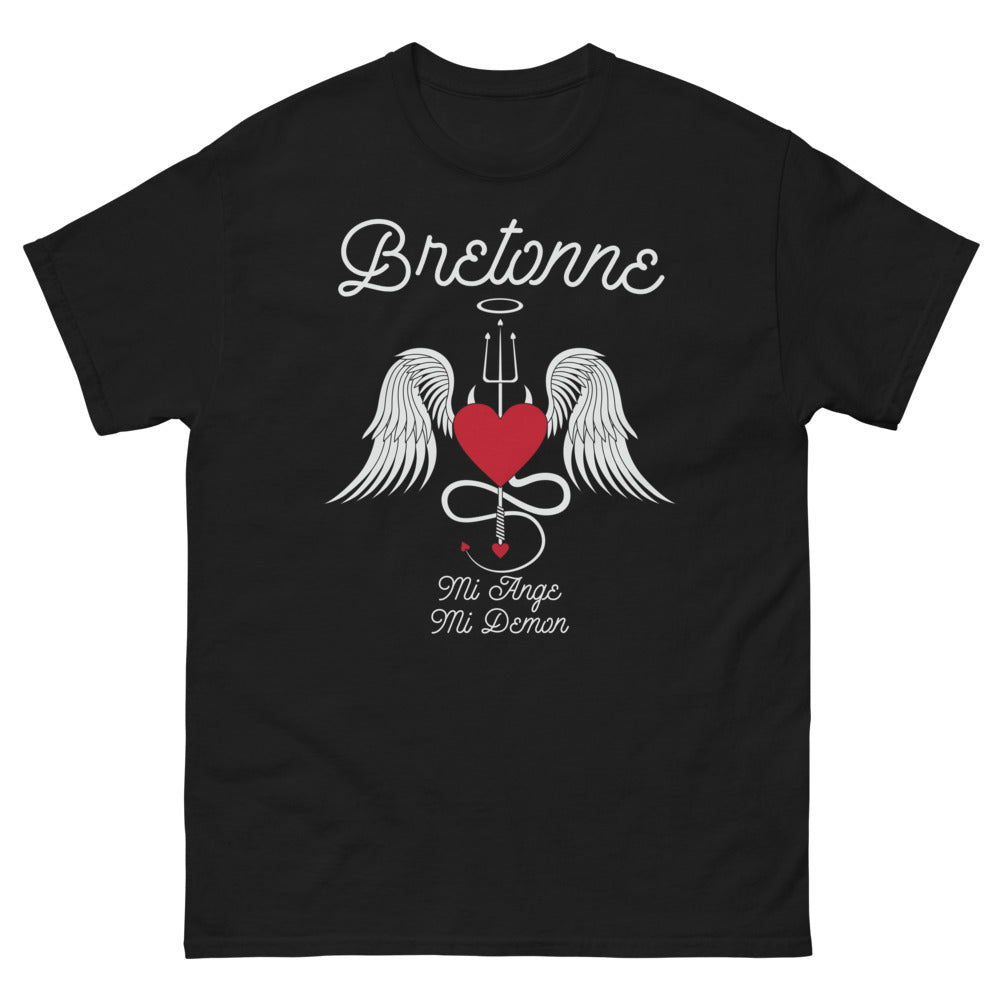 T-shirt Bretagne noir - Mi-Ange Mi-Démon humoristique