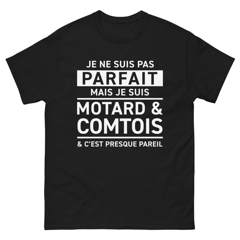 T-shirt Comtois noir - Je ne suis pas parfait, motard