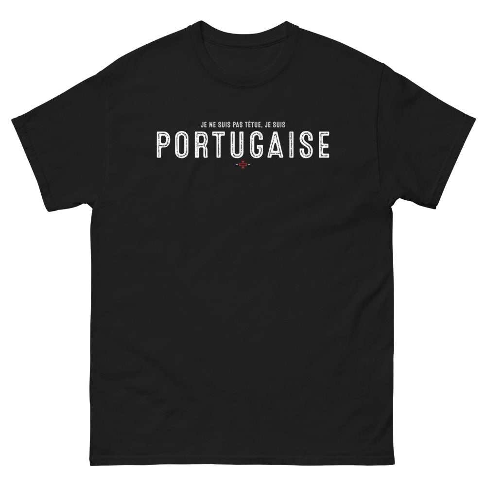 T-shirt Portugal noir - Je ne suis pas têtue, je suis Portugaise