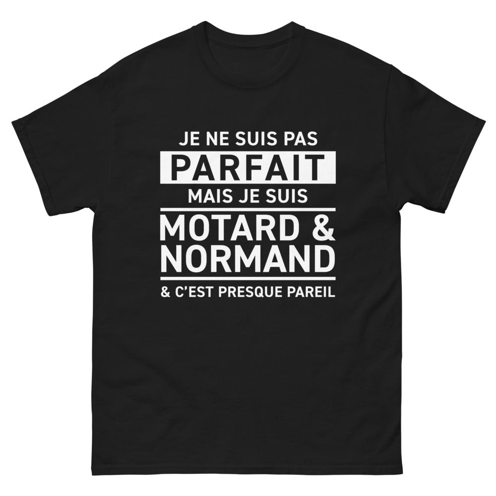 T-shirt Normand noir - Je ne suis pas parfait, motard