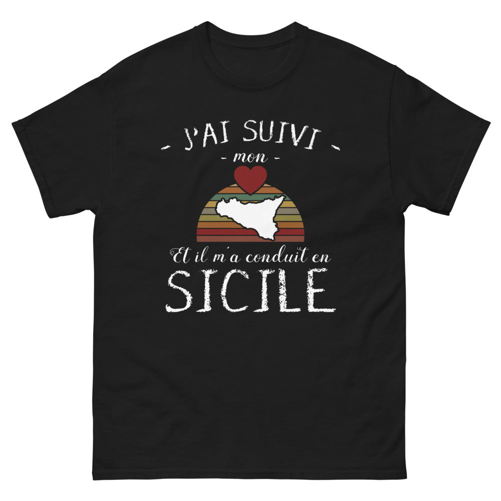 T-shirt Sicile noir - J'ai suivi mon cœur en Sicile
