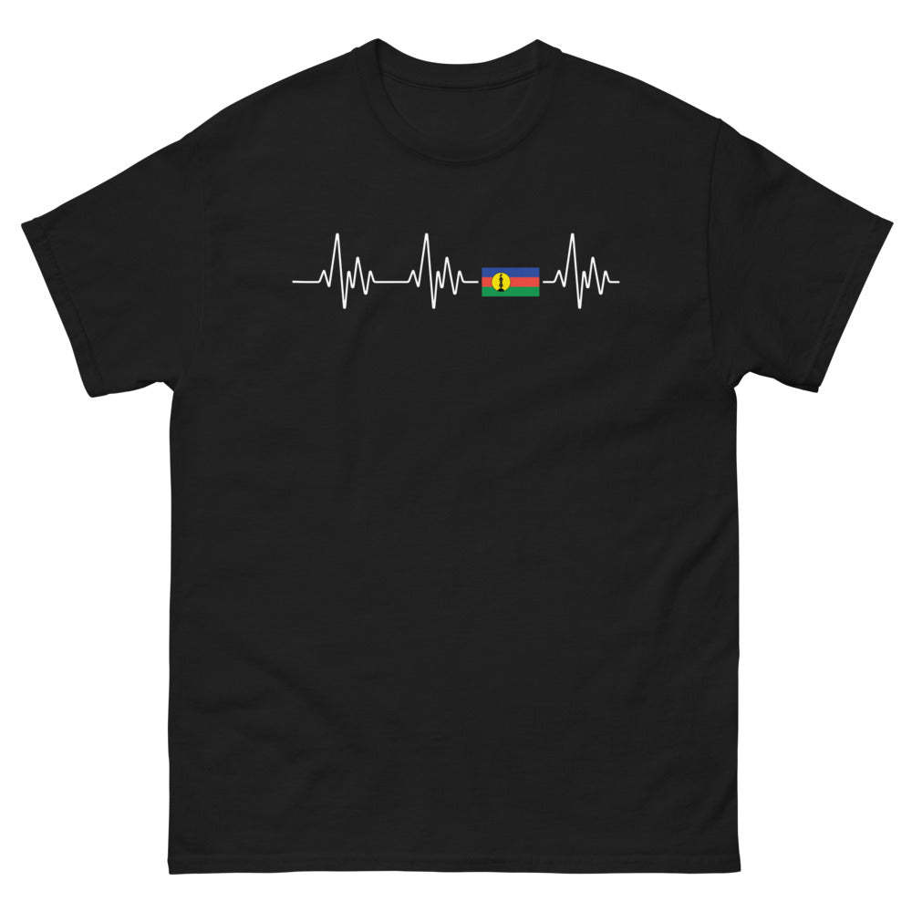 T-shirt Nouvelle-Calédonie noir - design battement de cœur