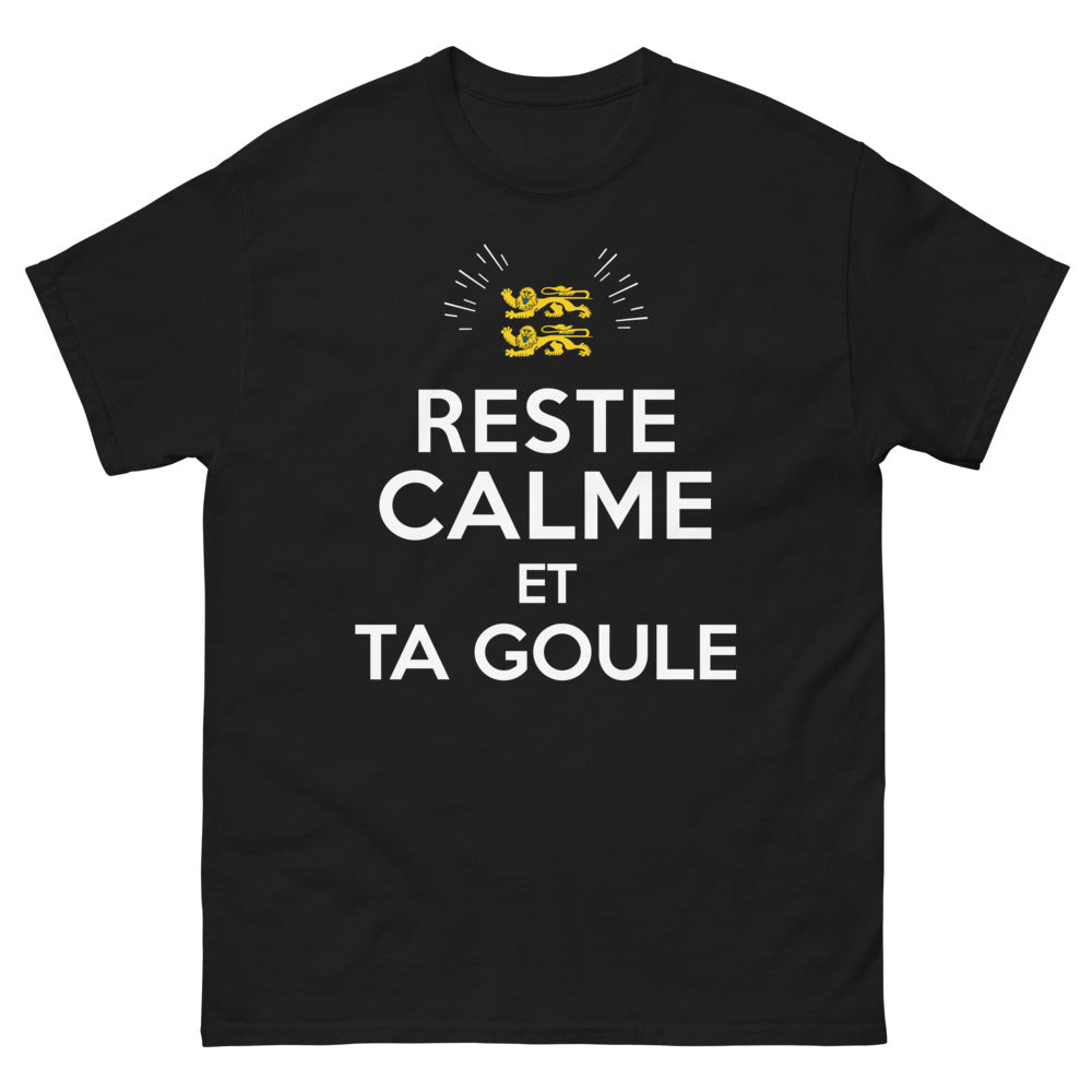 T-shirt humour régional noir - Reste calme et ta goule