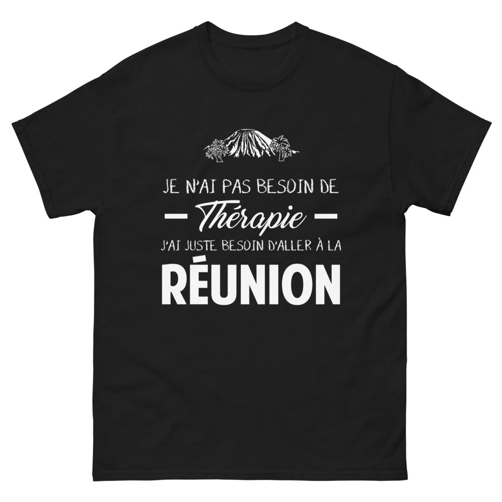 T-shirt Réunionnais noir - Je n'ai pas besoin de thérapie