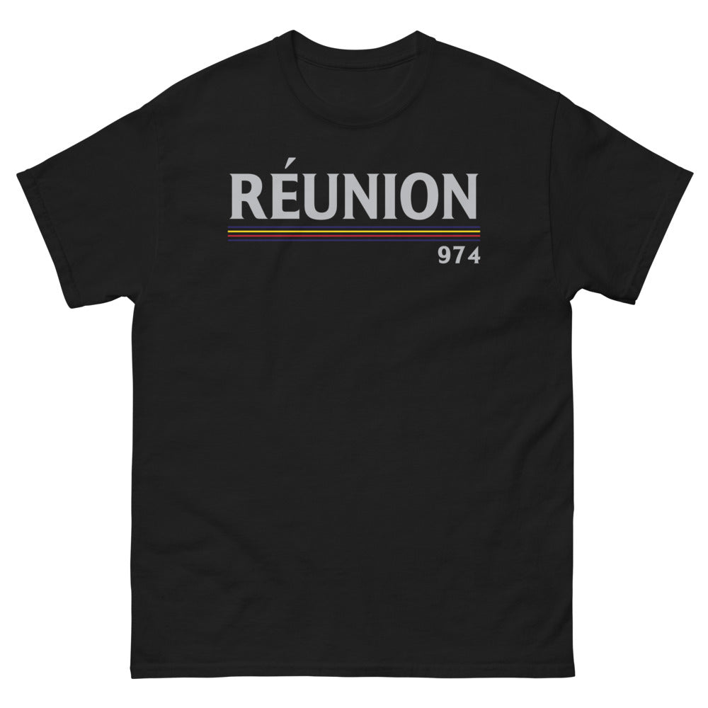 T-shirt Réunion 974 noir - hommage à l'île paradisiaque