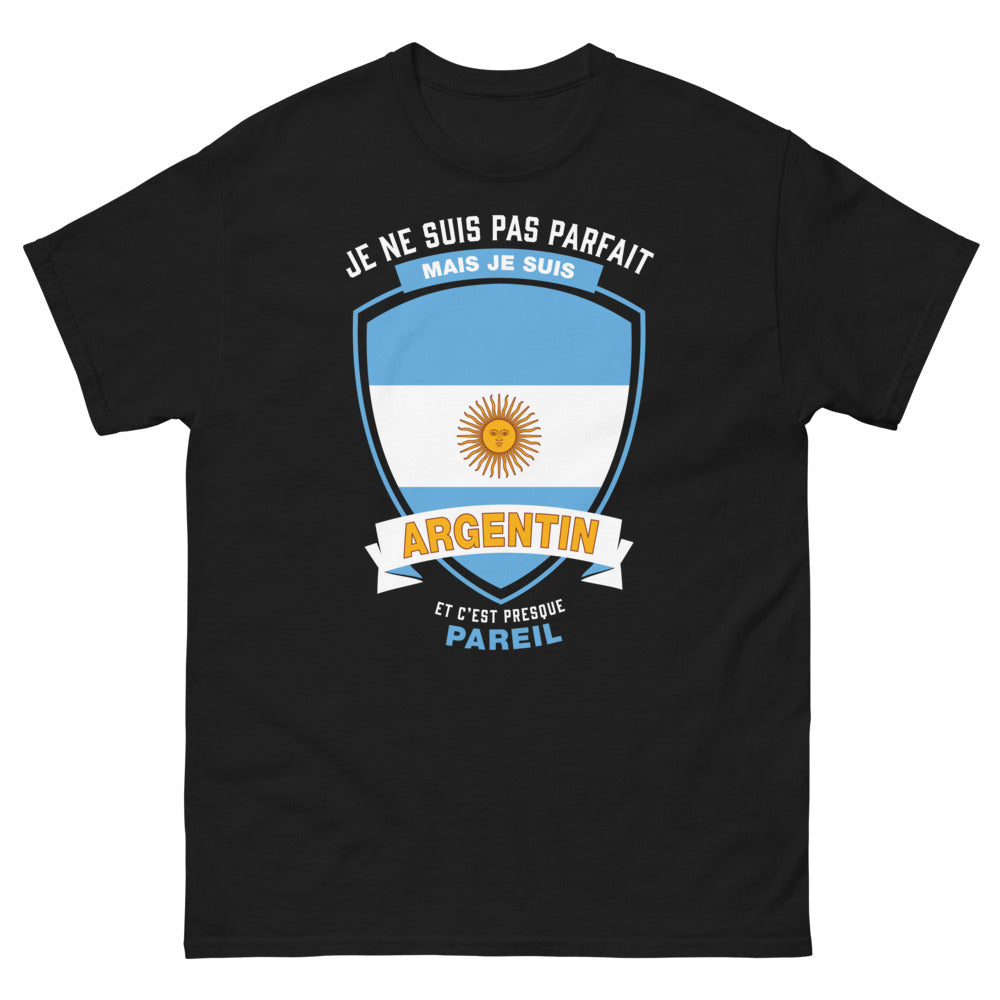 T-shirt Argentine noir - Je ne suis pas parfait mais je suis Argentin