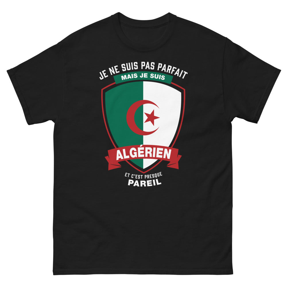 T-shirt Algérien noir - Je ne suis pas parfait mais je suis algérien