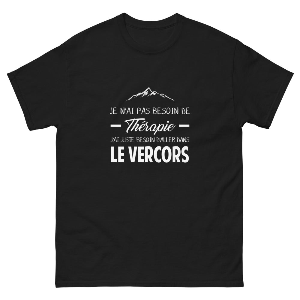 T-shirt Vercors noir - Pas besoin de thérapie, juste de nature