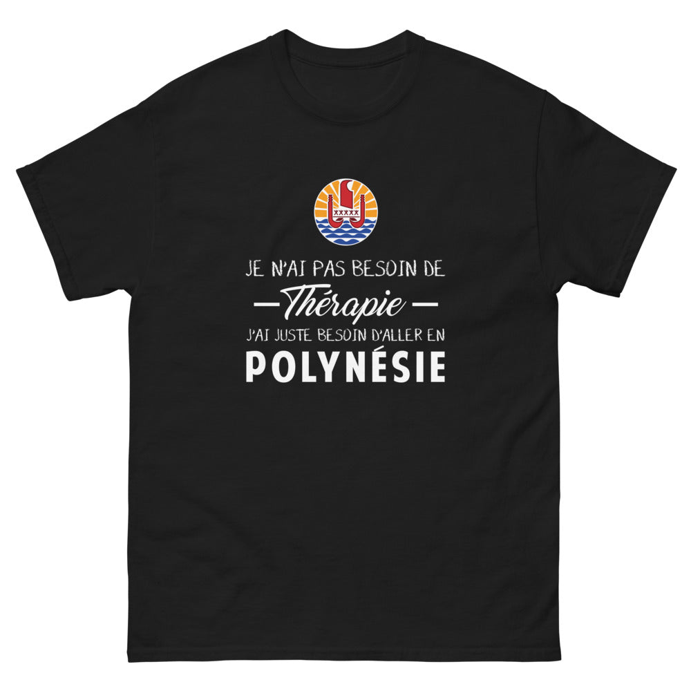 T-shirt Polynésie noir - Pas besoin de thérapie, juste besoin d'y aller