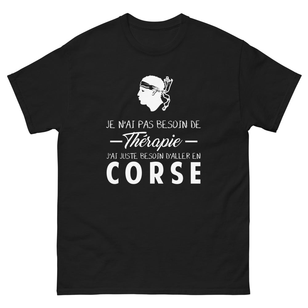 T-shirt Corse noir - Pas besoin de thérapie, juste de la Corse