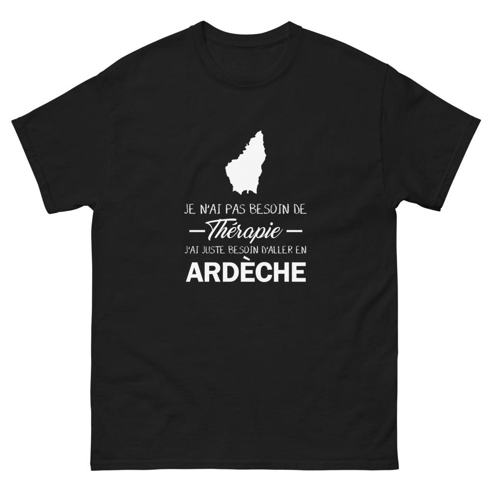 T-shirt Ardèche noir - Je n'ai pas besoin de thérapie