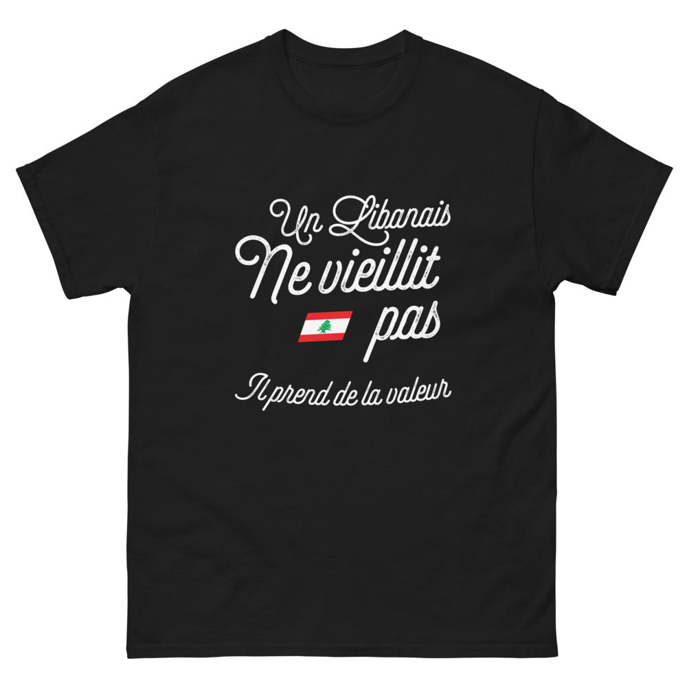 T-shirt Libanais noir - Un Libanais ne vieillit pas