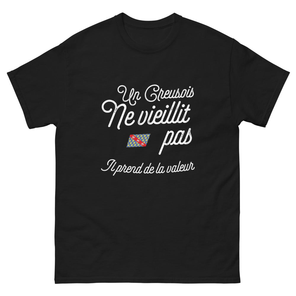 T-shirt Creuse noir - Un Creusois ne vieillit pas, il prend de la valeur