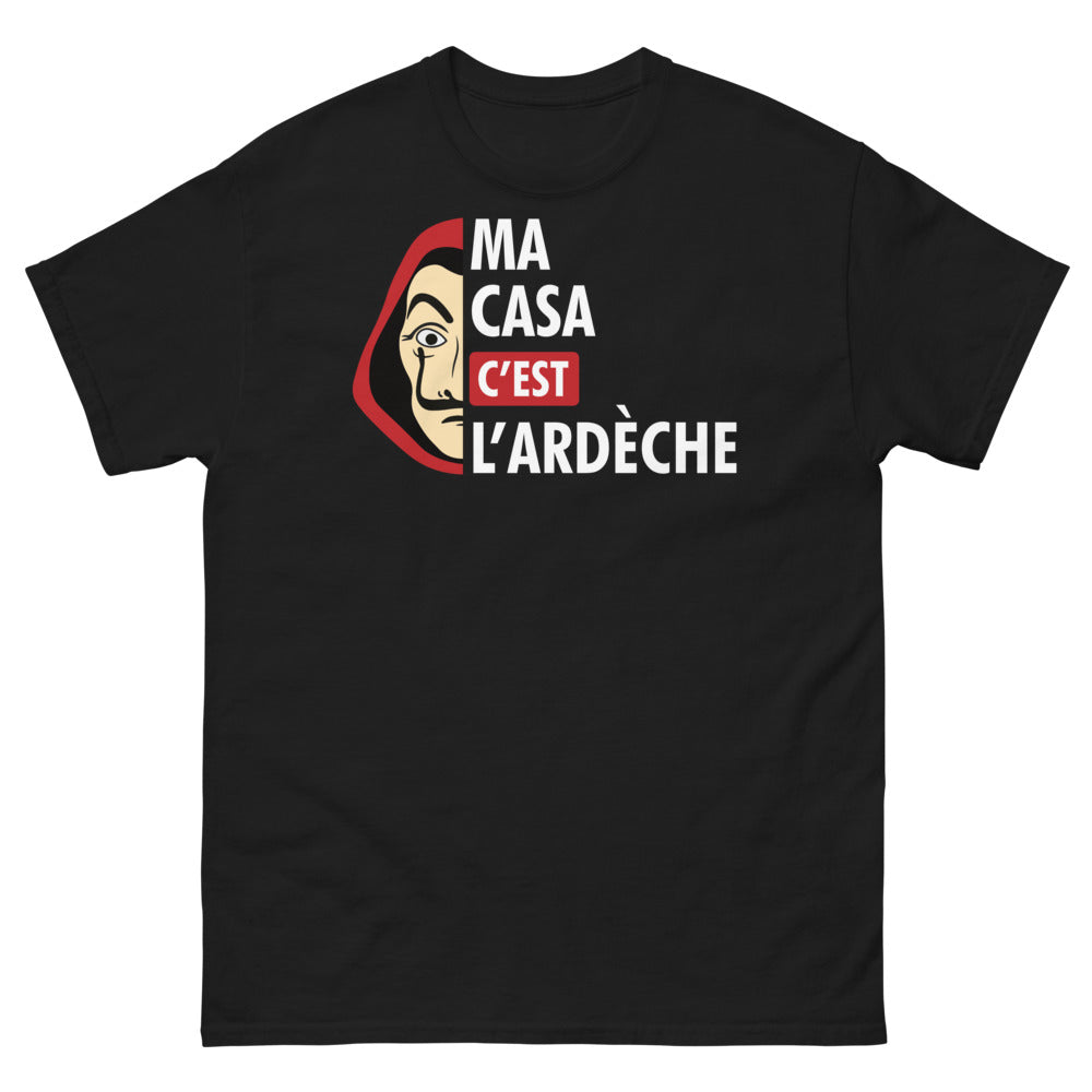 T-shirt Ardèche noir - Ma maison c'est l'Ardèche
