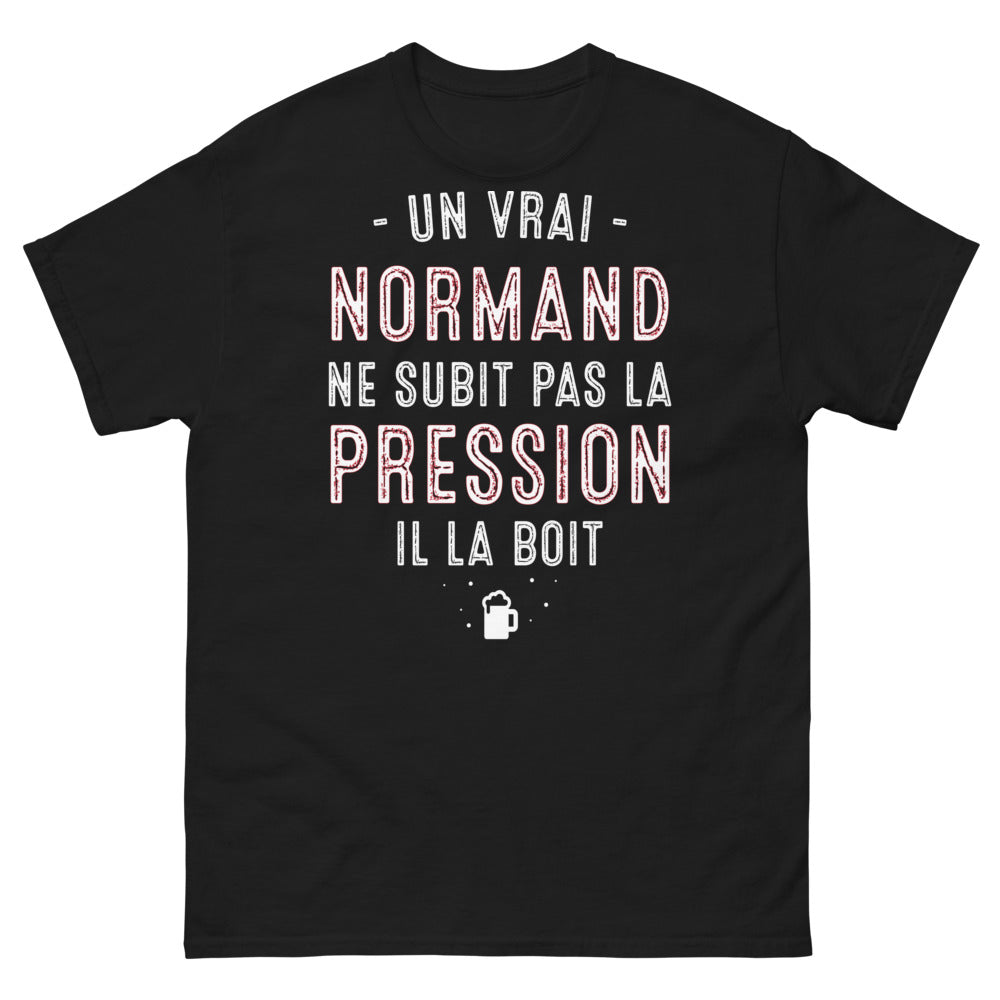 T-shirt Normandie noir - Un vrai Normand boit la pression